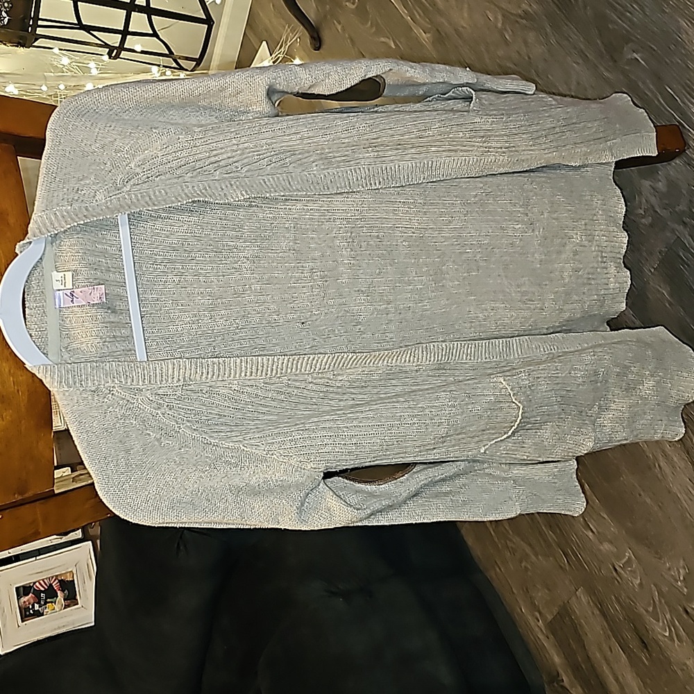 Alya Womens sz small long sweater cardigan with pockets and elbow patches!!